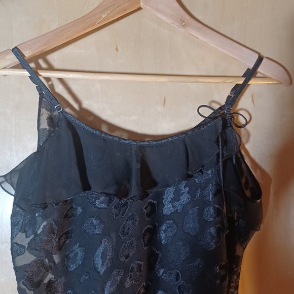 JONES NEW YORK Black Sheer Ruffle Leopard Print Camisole_Size Large - Picture 2 of 7